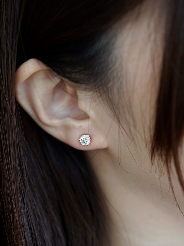 Éclat Solitaire 6-Prong Ear Studs